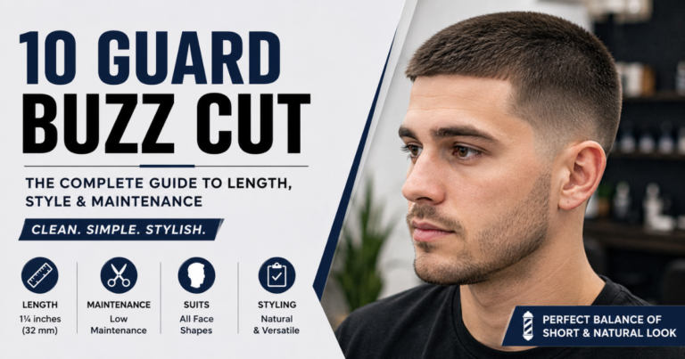Man with a clean 10 guard buzz cut hairstyle showing natural texture and even hair length with a modern tapered finish.