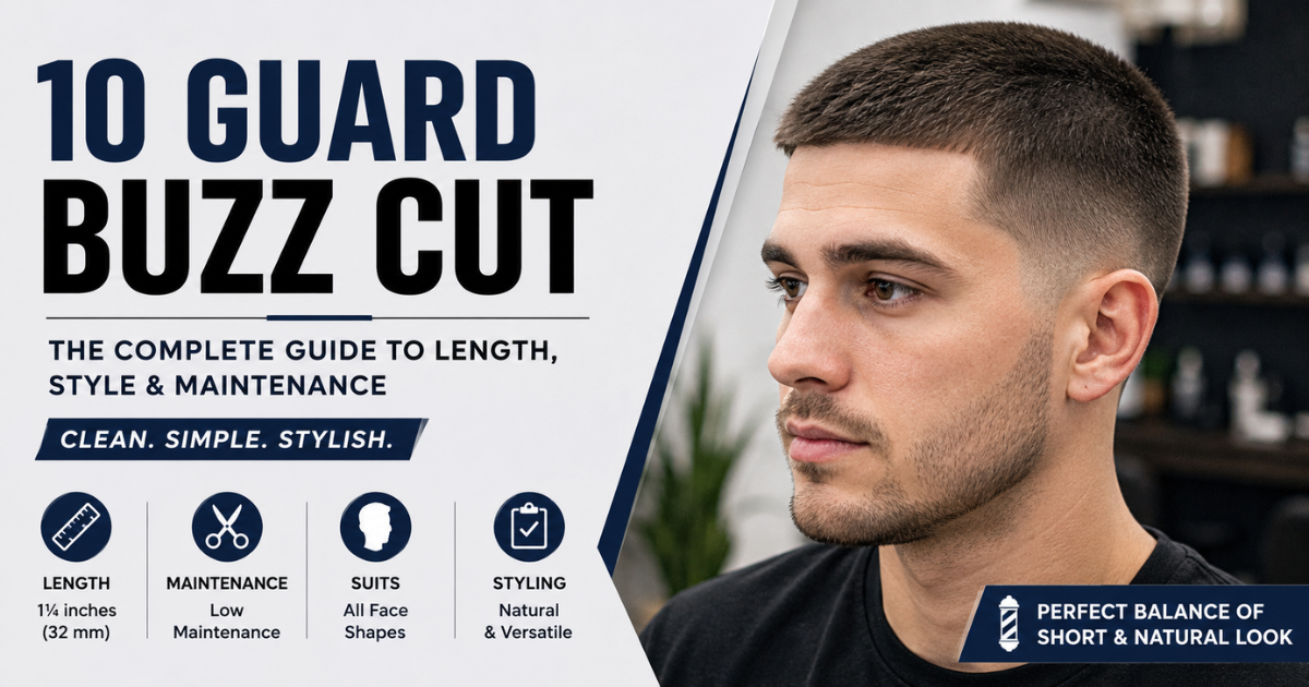 Man with a clean 10 guard buzz cut hairstyle showing natural texture and even hair length with a modern tapered finish.